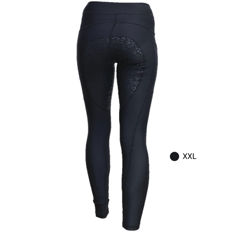 Daisen Leopard Print Silicone Grip Full Seat Horse Riding Leggings: Stylish & Functional Equestrian Tights For Women (X-Small, Black